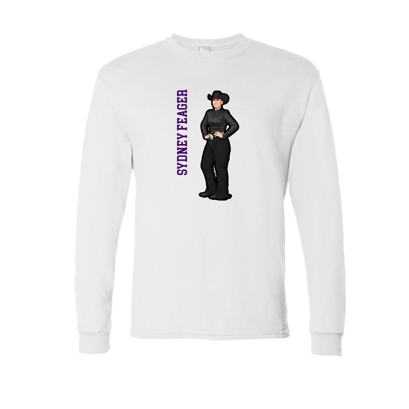 Long Sleeve Tee — Name Vertical in White