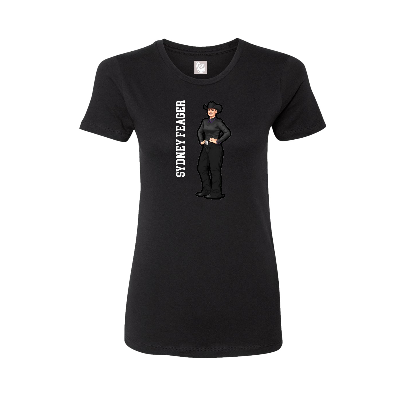 Womens Tee — Name Vertical in Black