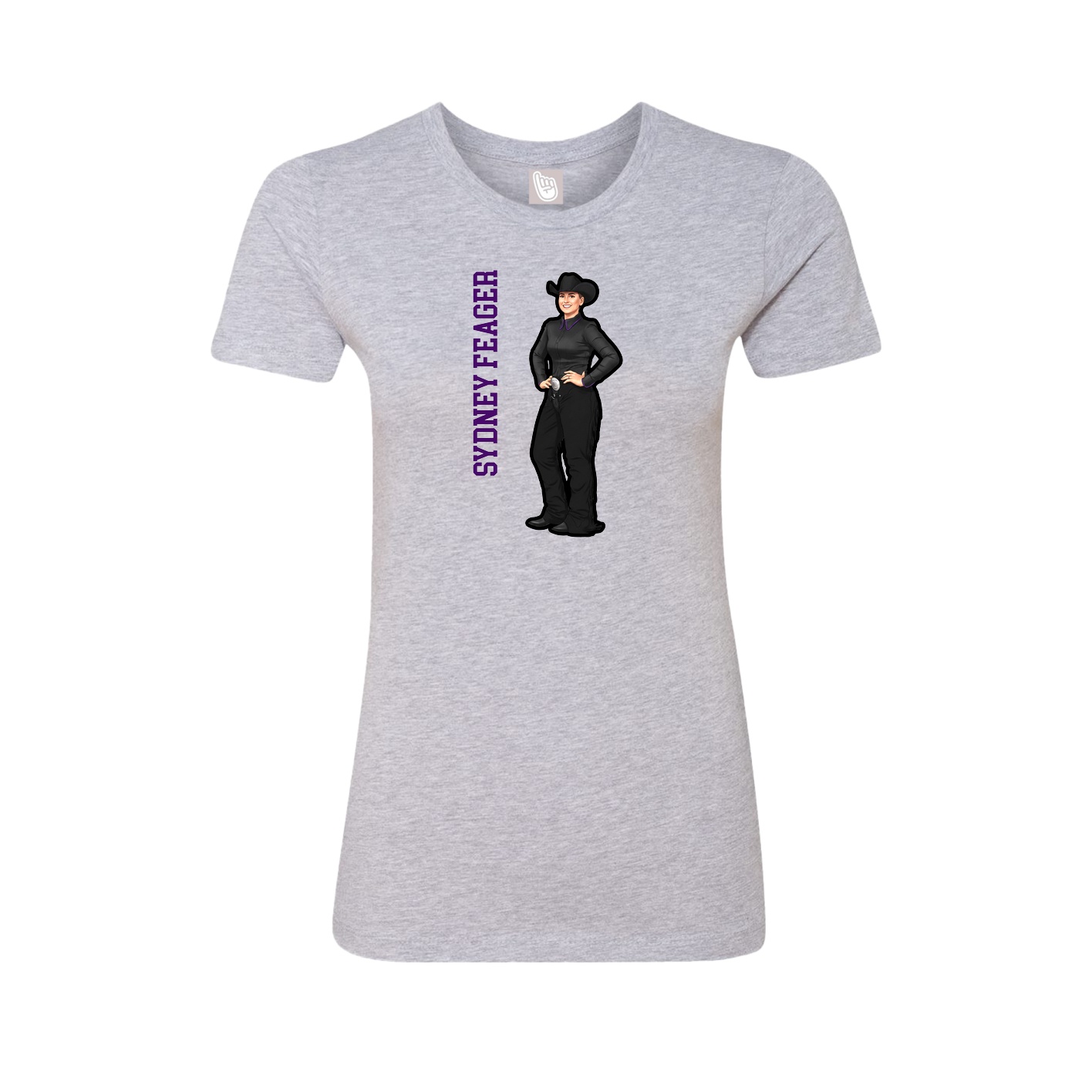 Fitted Women's Tee — Name Vertical in Grey