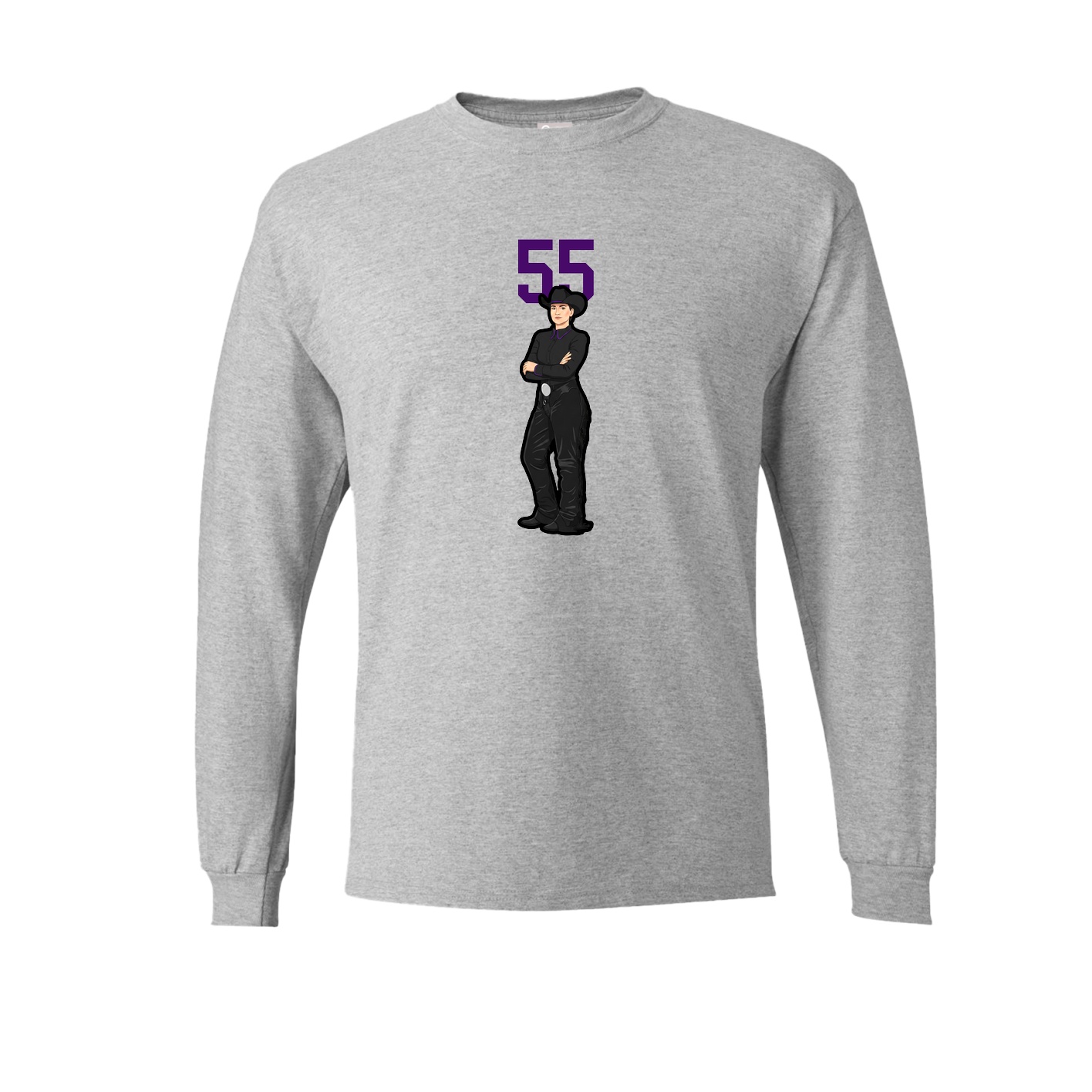 Long Sleeve Tee — Number Top in Grey