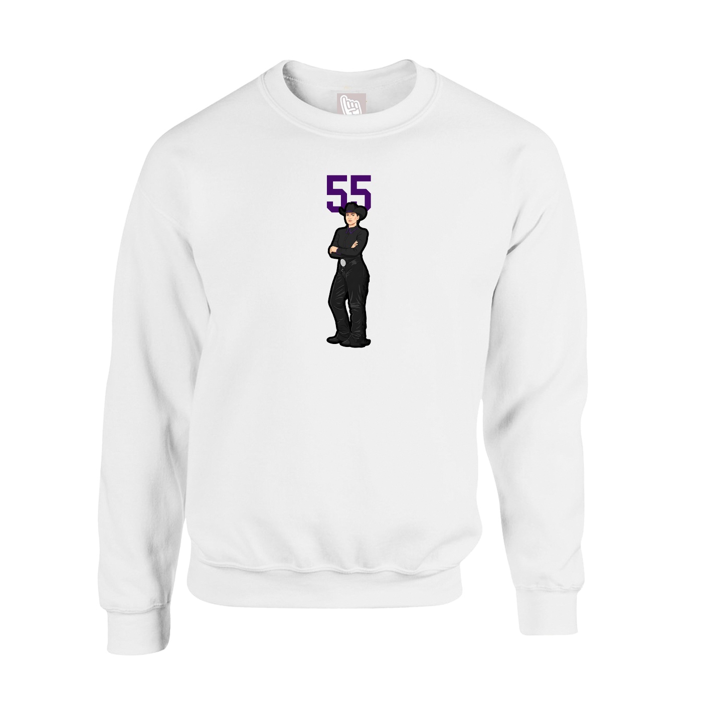 Fleece Crew — Number Top in White