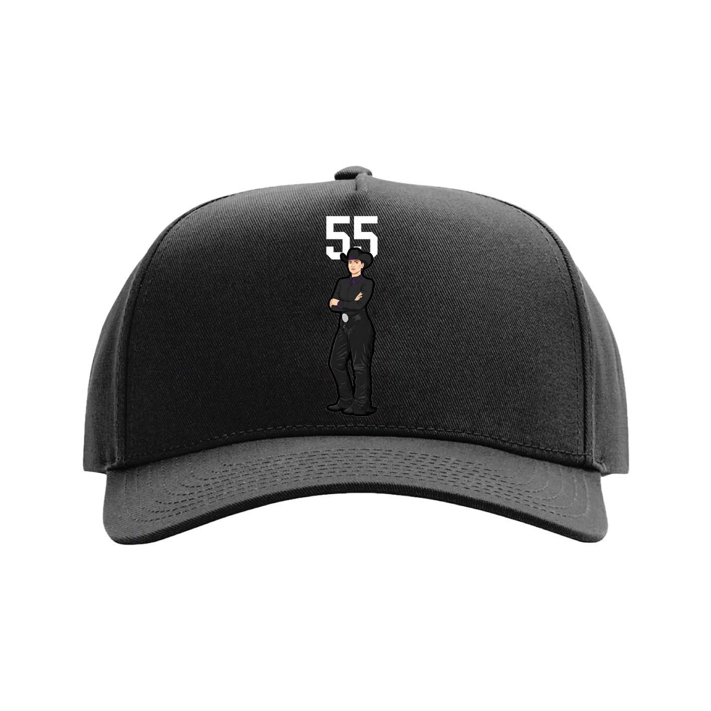 Full Fabric Five-Panel Champ Cap — Number Top in Black