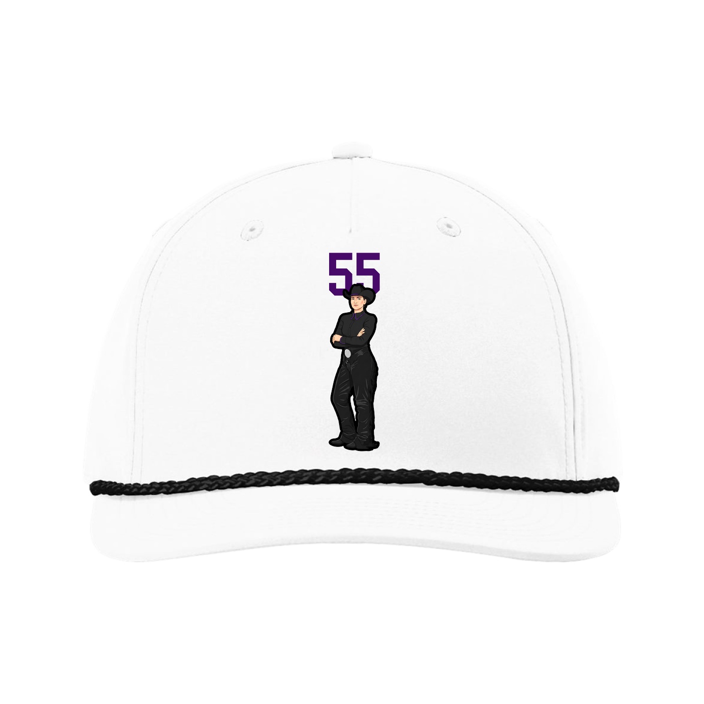 Five-Panel Classic Rope Cap — Number Top in White