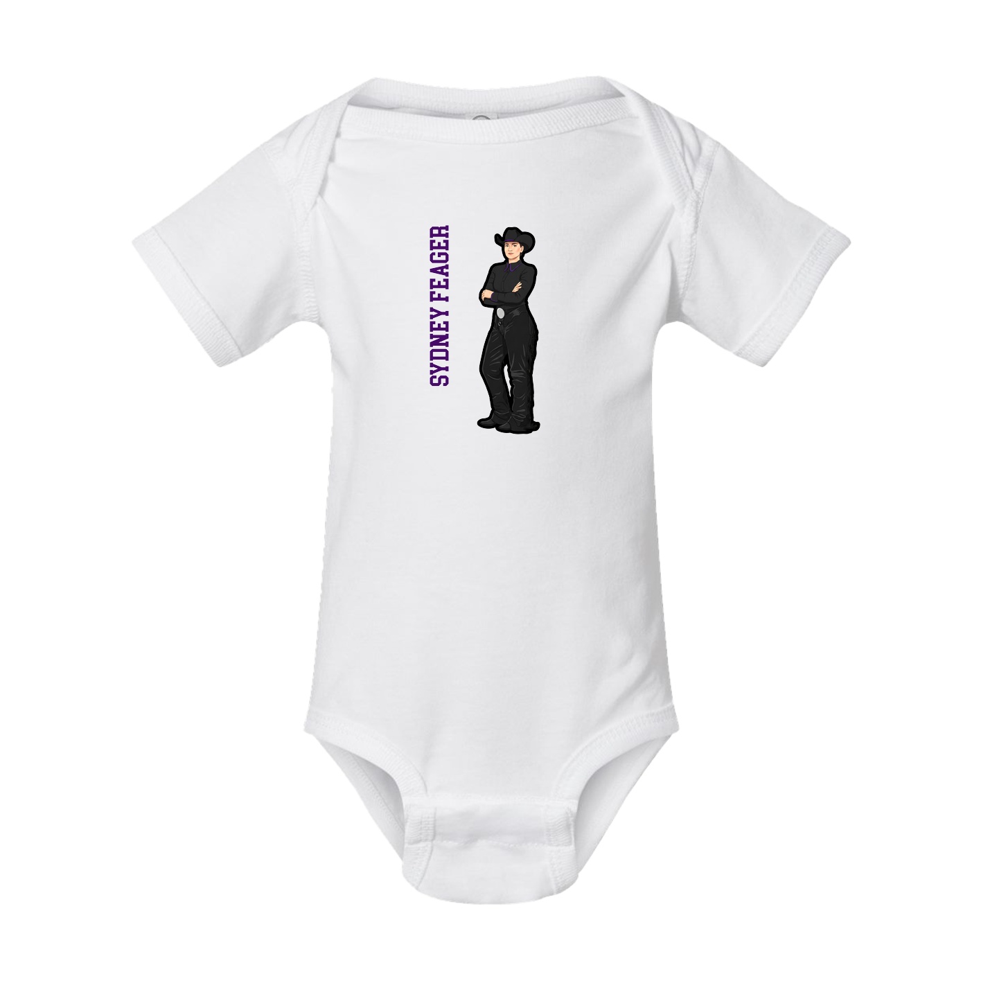 Baby Onesie — Name Vertical in White