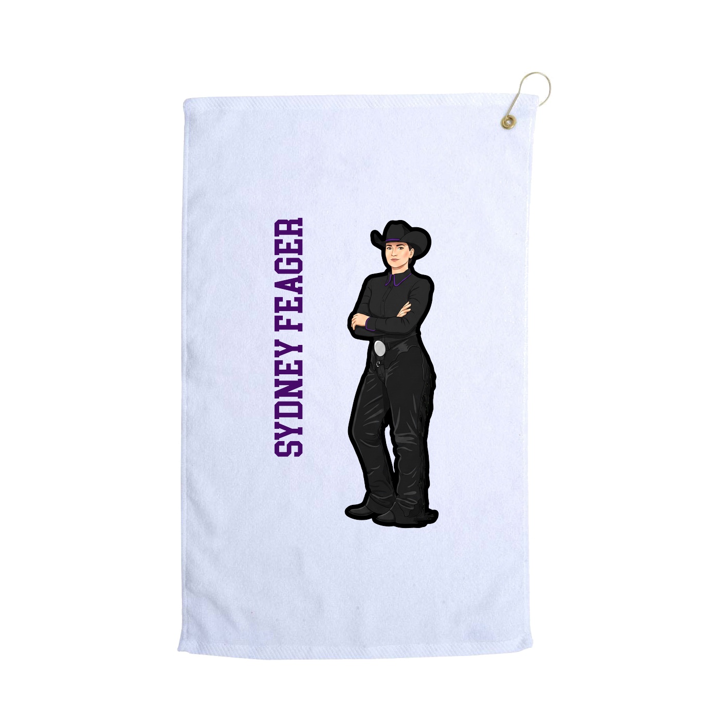Golf Towel — Name Vertical in White