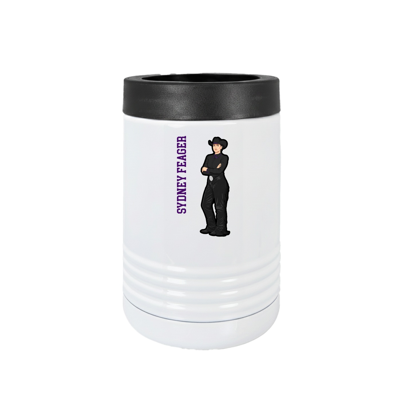 Beverage Holder — Name Vertical in White