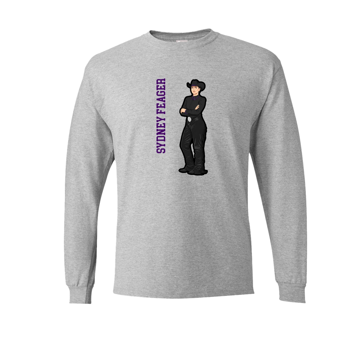 Long Sleeve Tee — Name Vertical in Grey