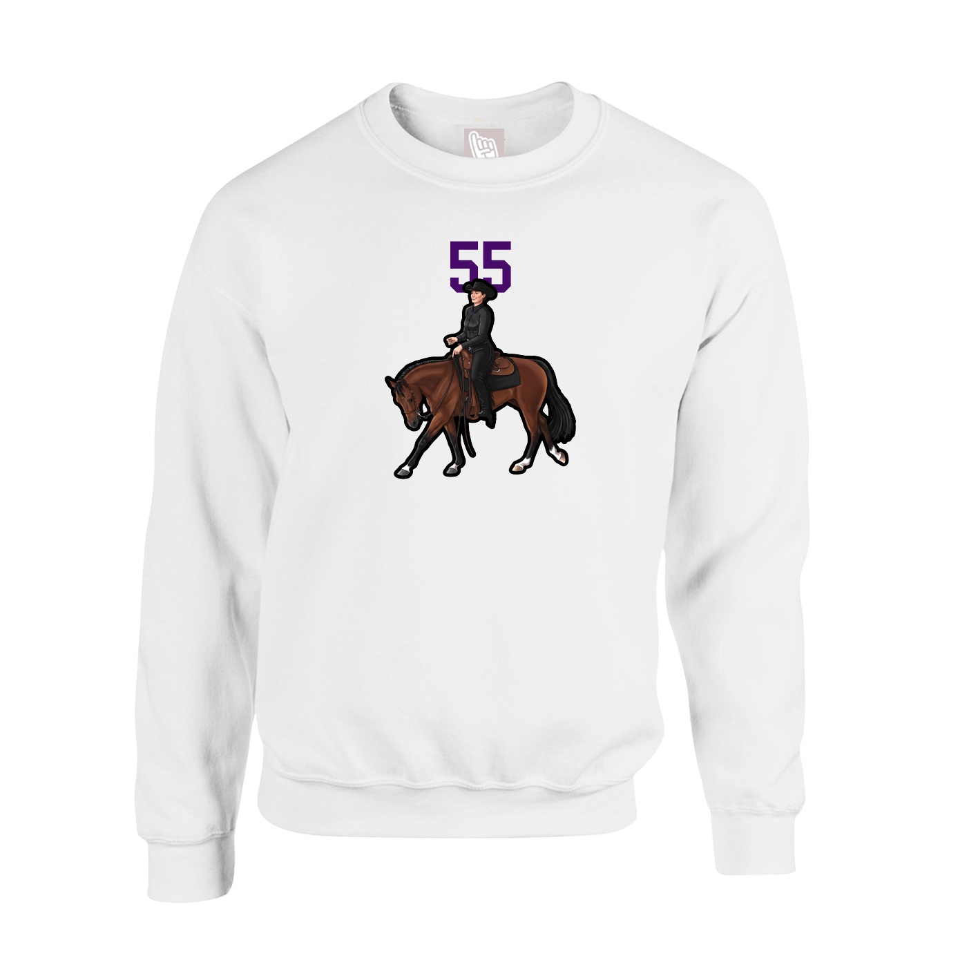 Fleece Crew — Number Top in White