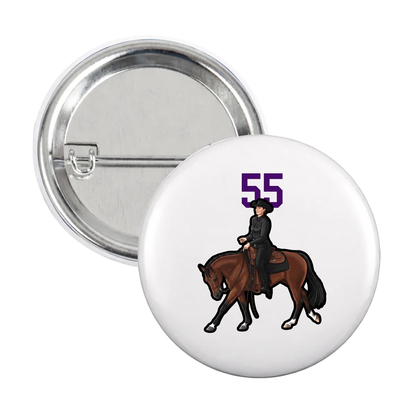 Game Day Button — Number Top in White