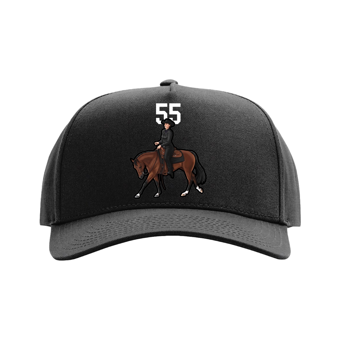 Full Fabric Five-Panel Champ Cap — Number Top in Black
