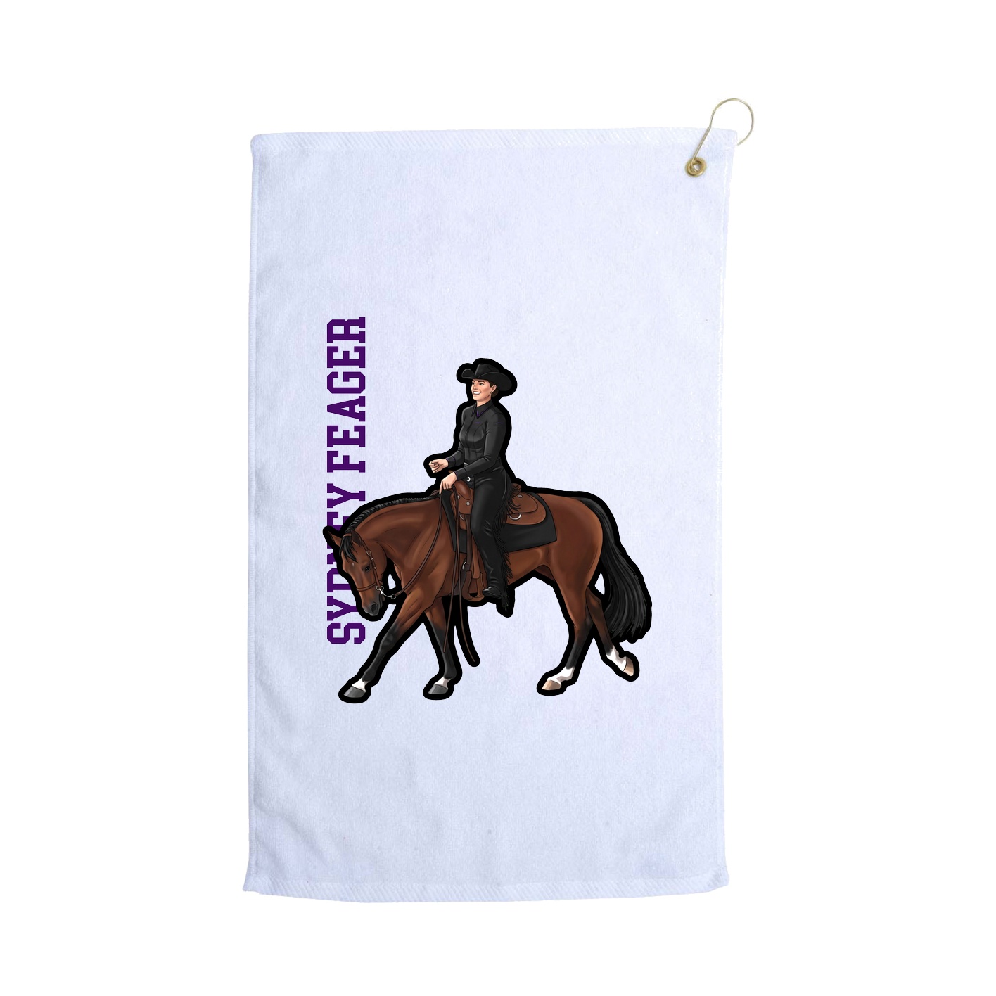 Golf Towel — Name Vertical in White