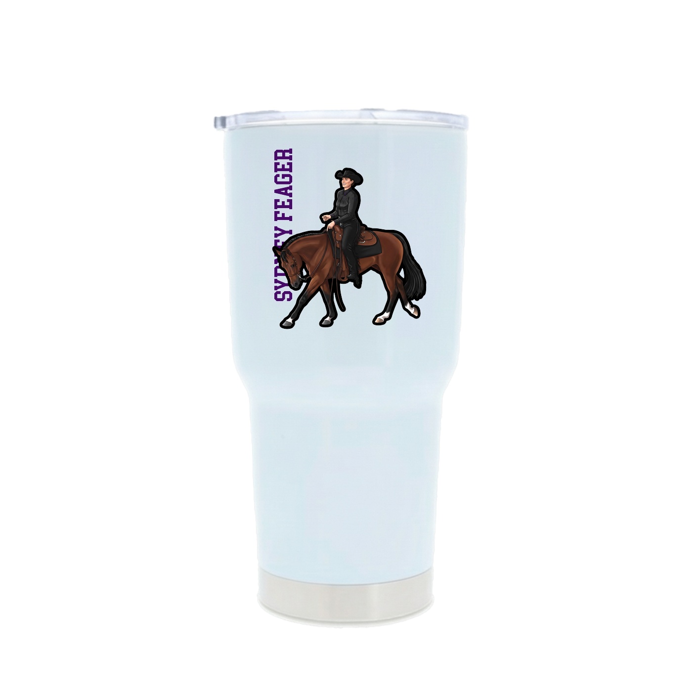30oz Stainless Steel Tumbler — Name Vertical in White