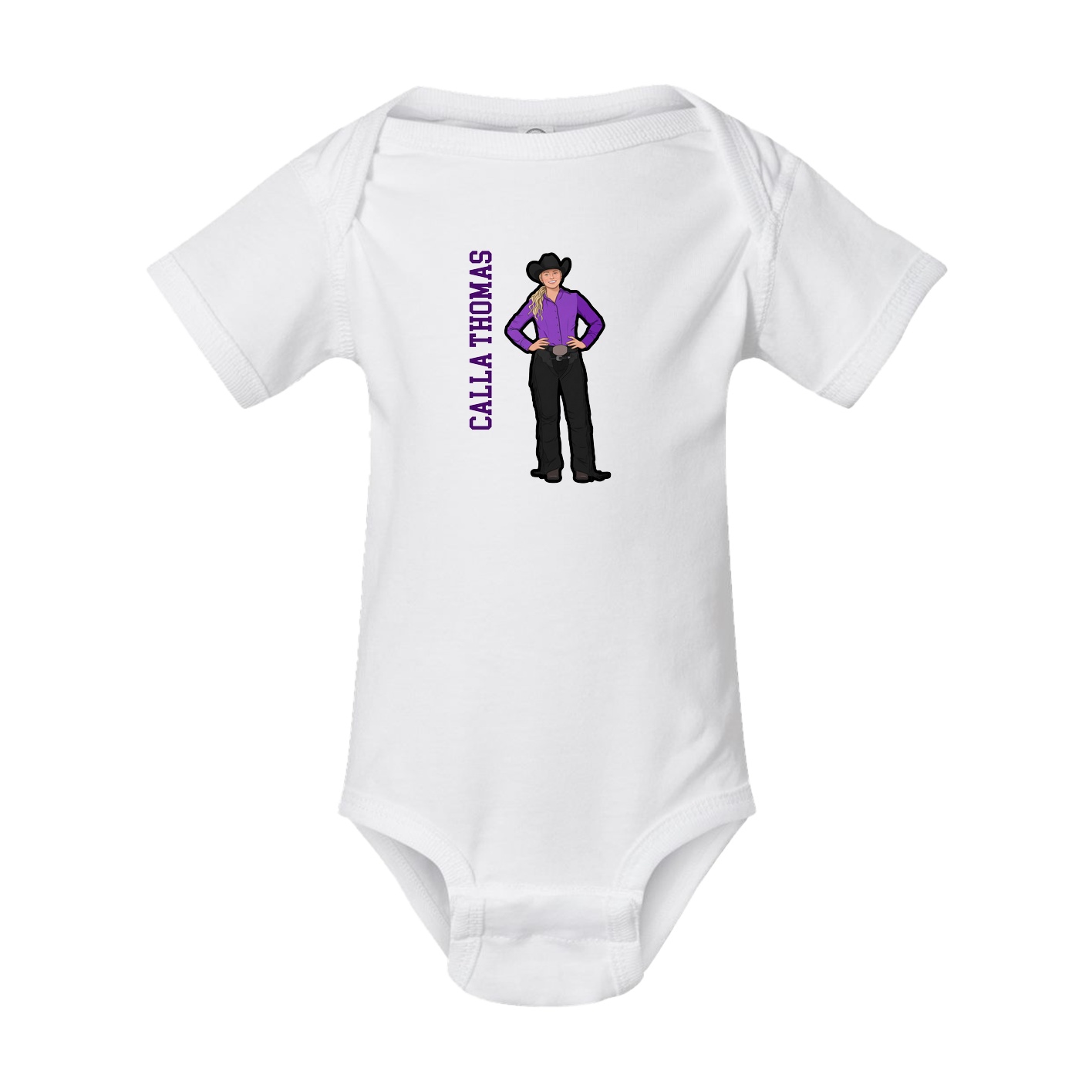 Baby Onesie — Name Vertical in White