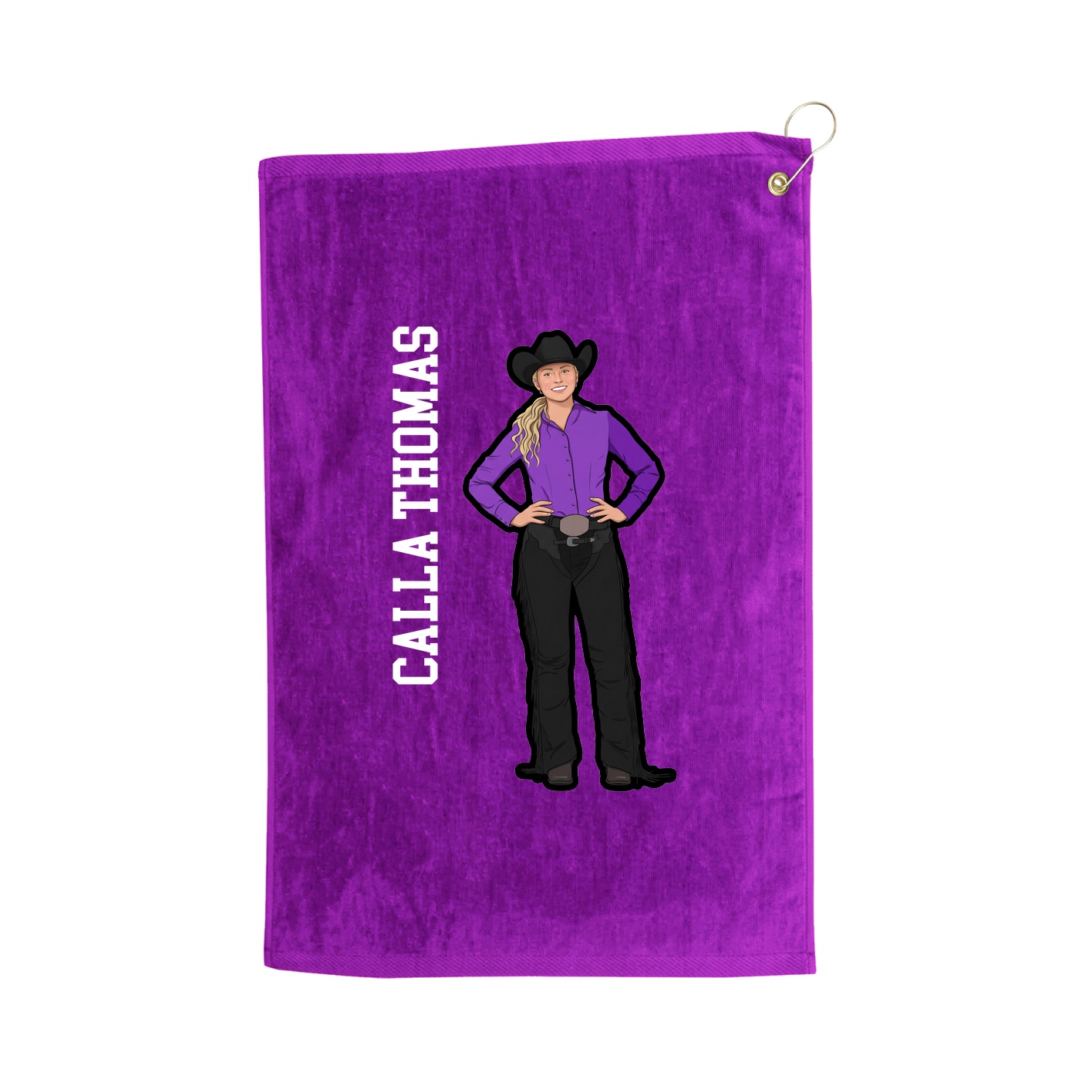 Golf Towel — Name Vertical in Purple
