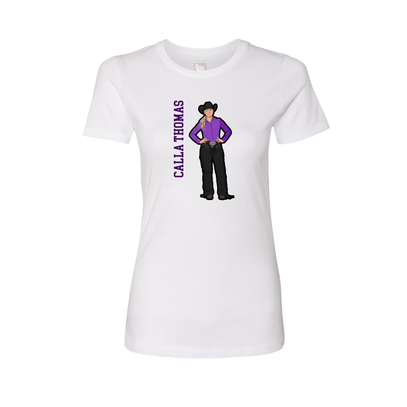 Fitted Women's Tee — Name Vertical in White