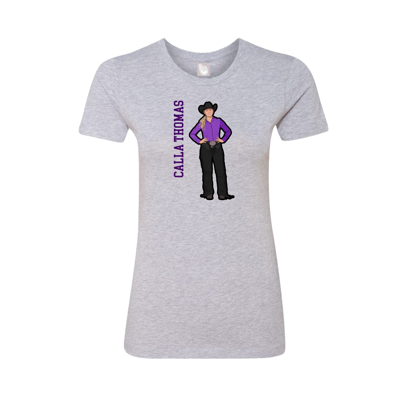 Fitted Women's Tee — Name Vertical in Grey