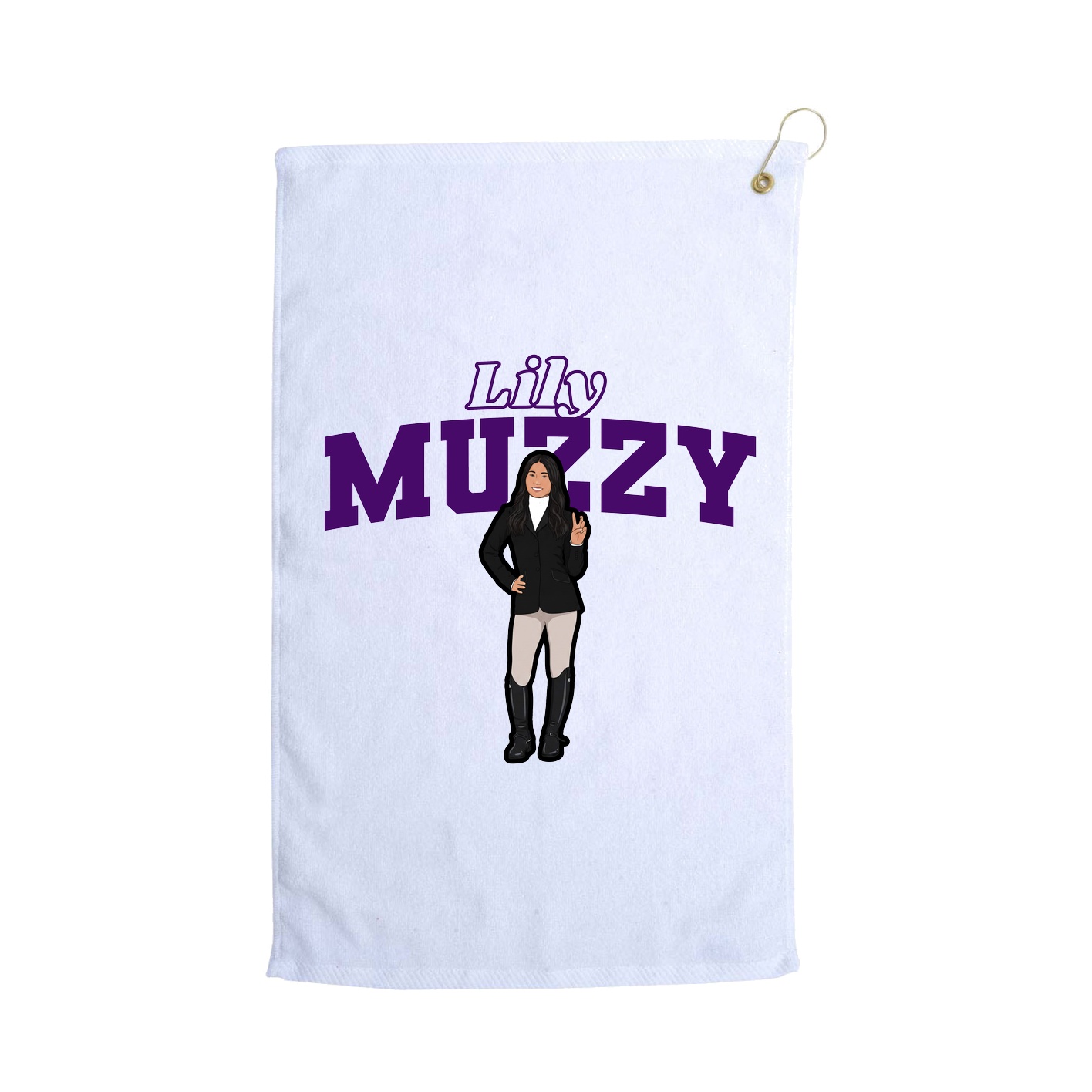 Golf Towel — Name Arch in White