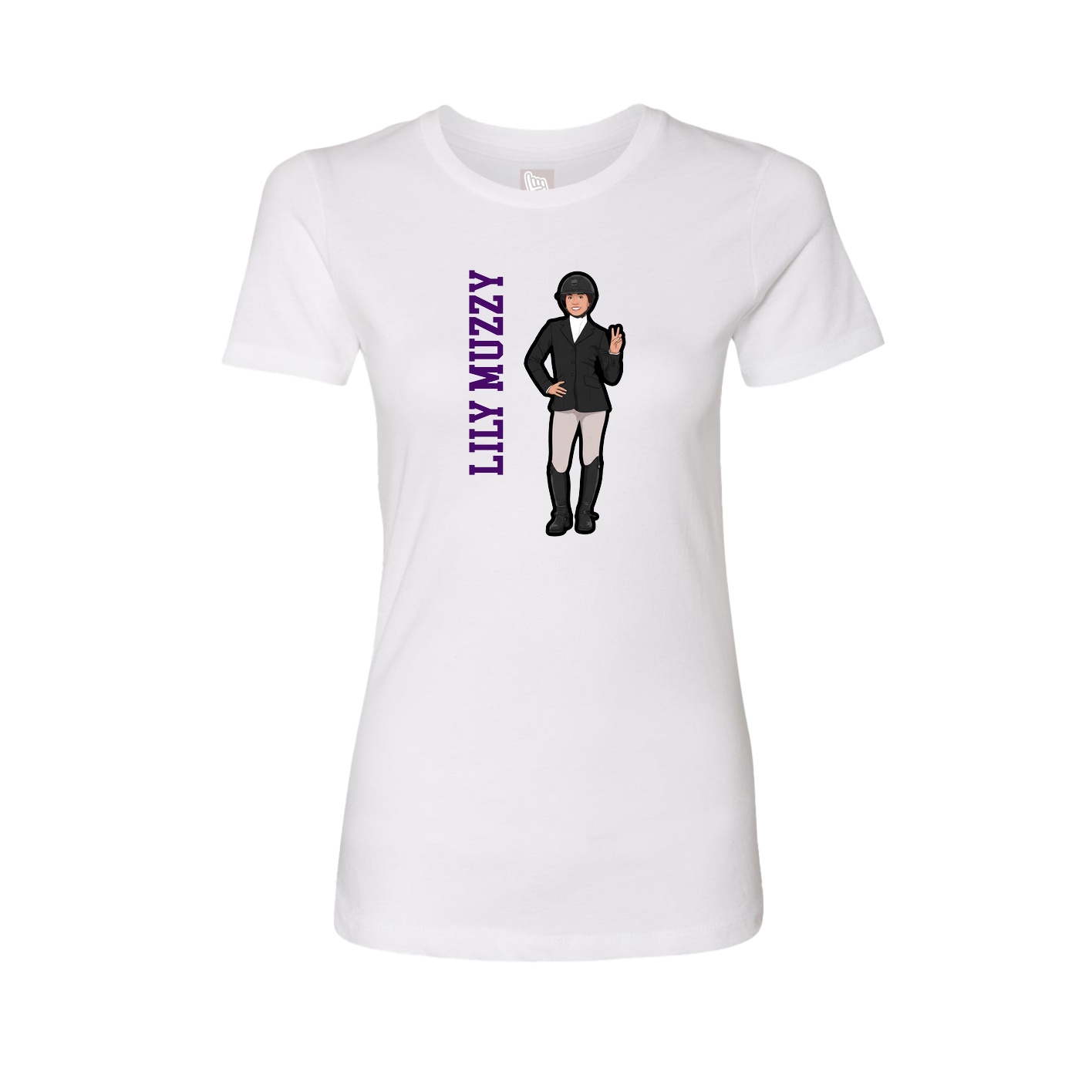 Fitted Women's Tee — Name Vertical in White