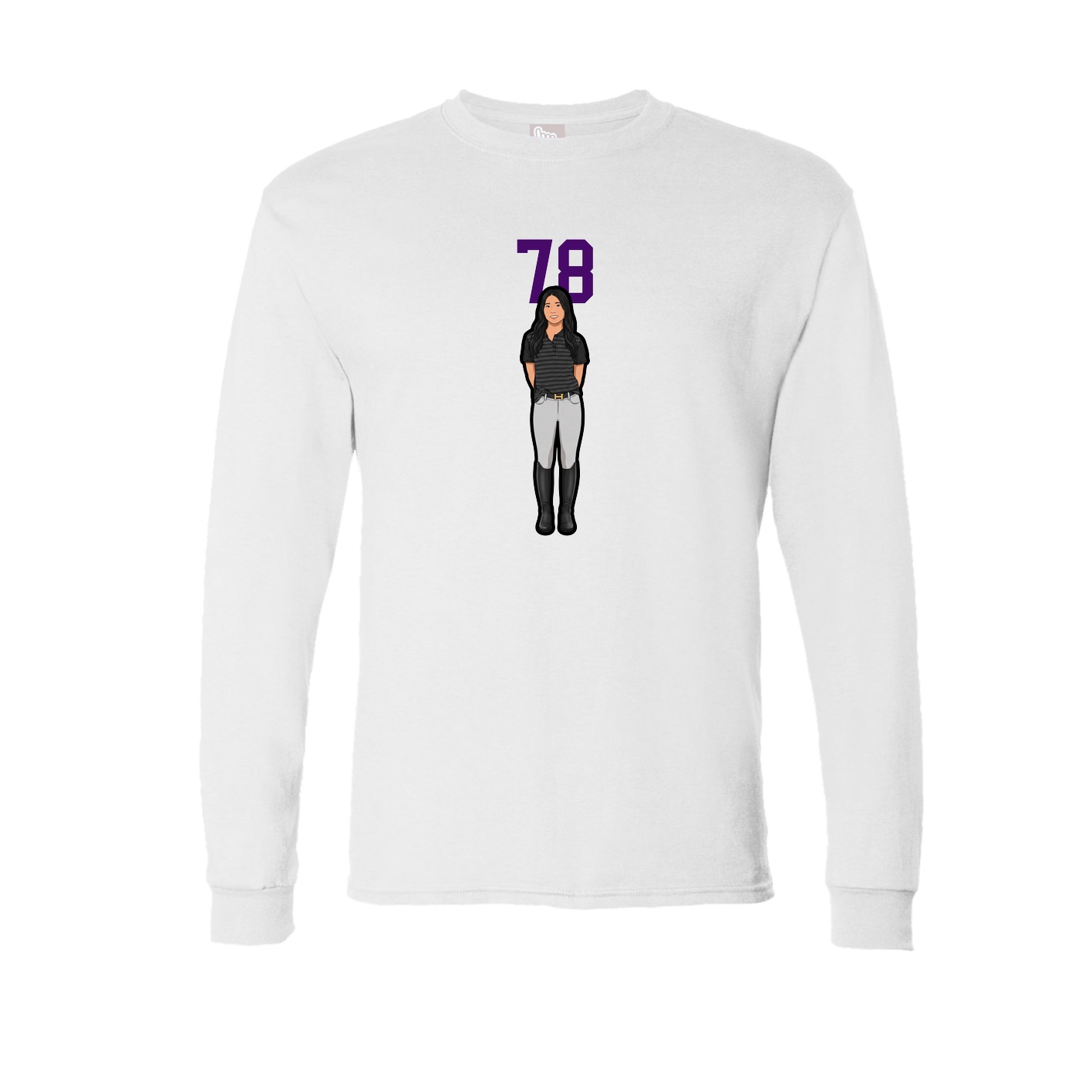 Long Sleeve Tee — Number Top in White