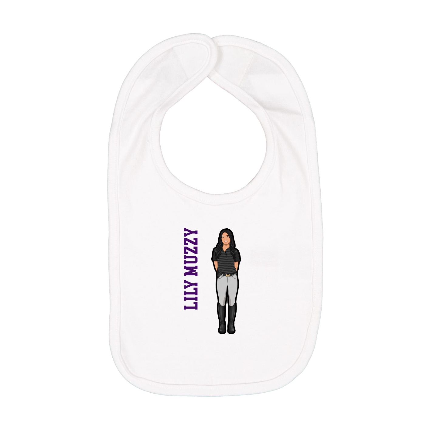 Infant Bib — Name Vertical in White