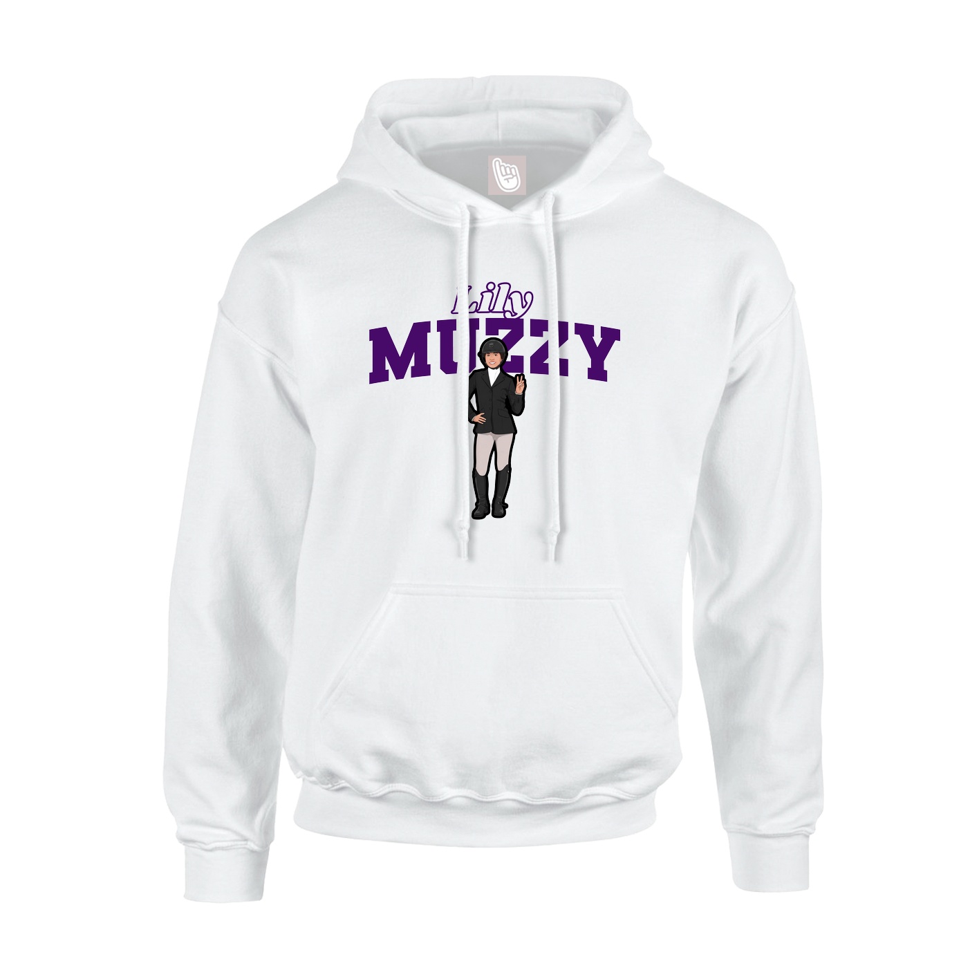 Youth Hoodie — Name Arch in White