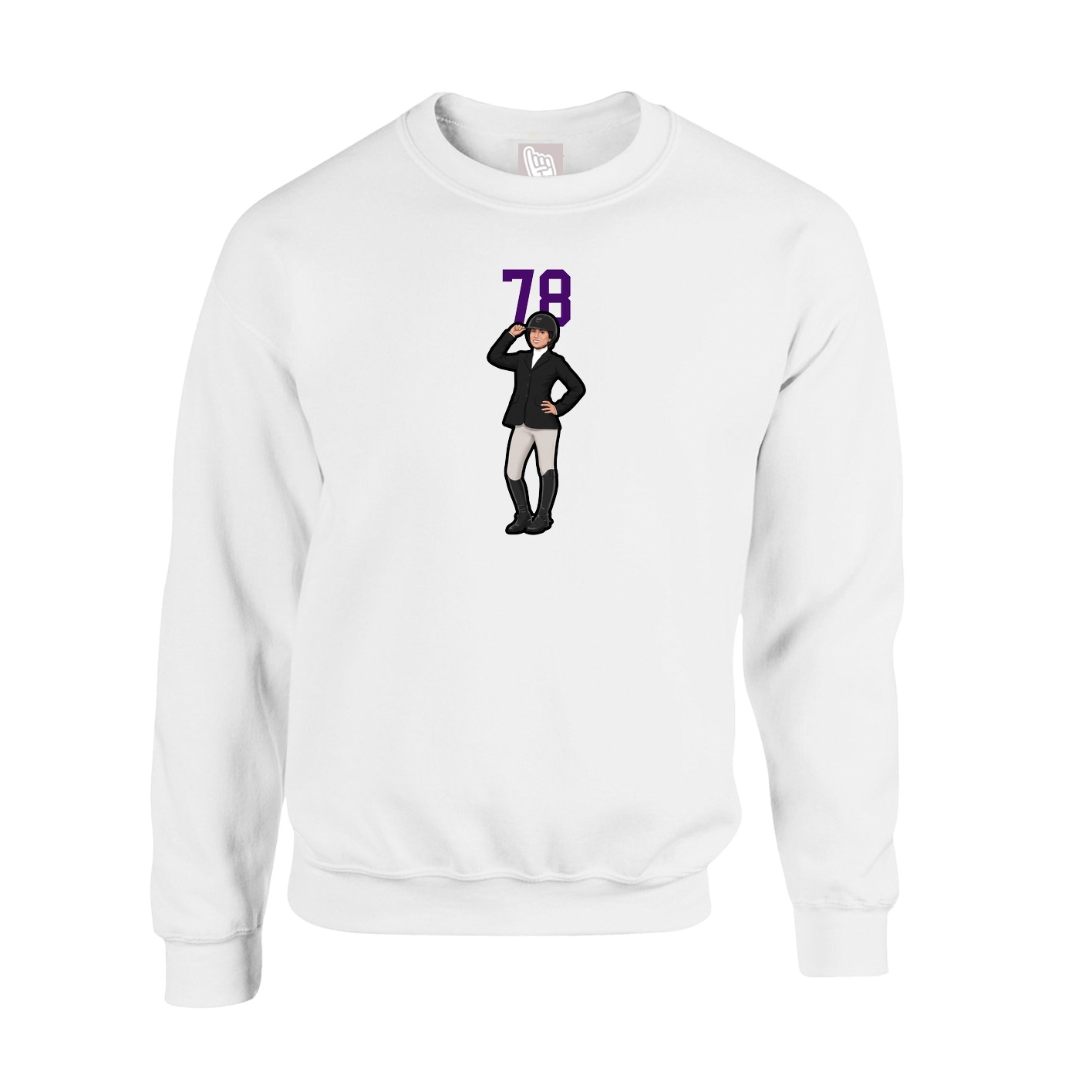 Fleece Crew — Number Top in White