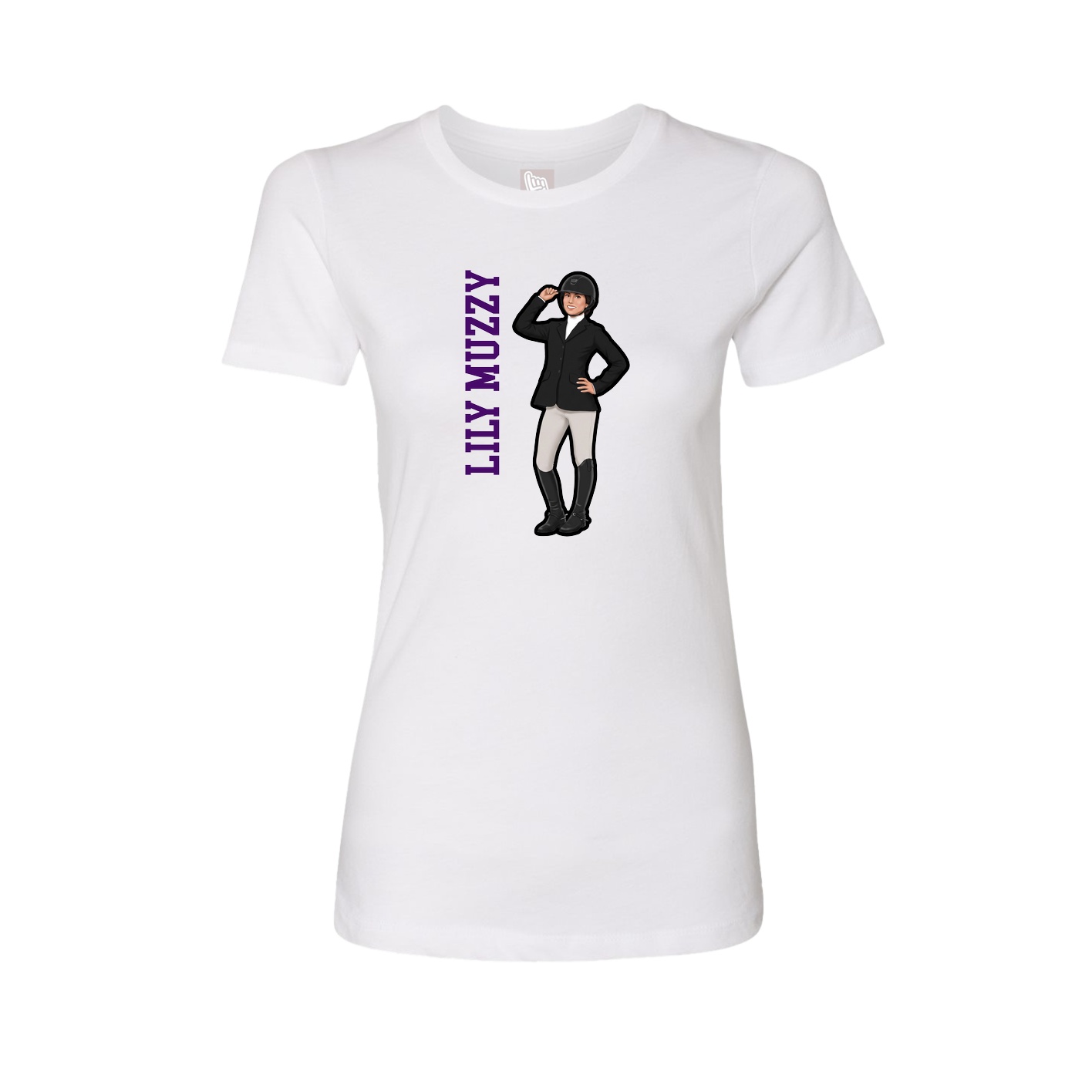 Fitted Women's Tee — Name Vertical in White