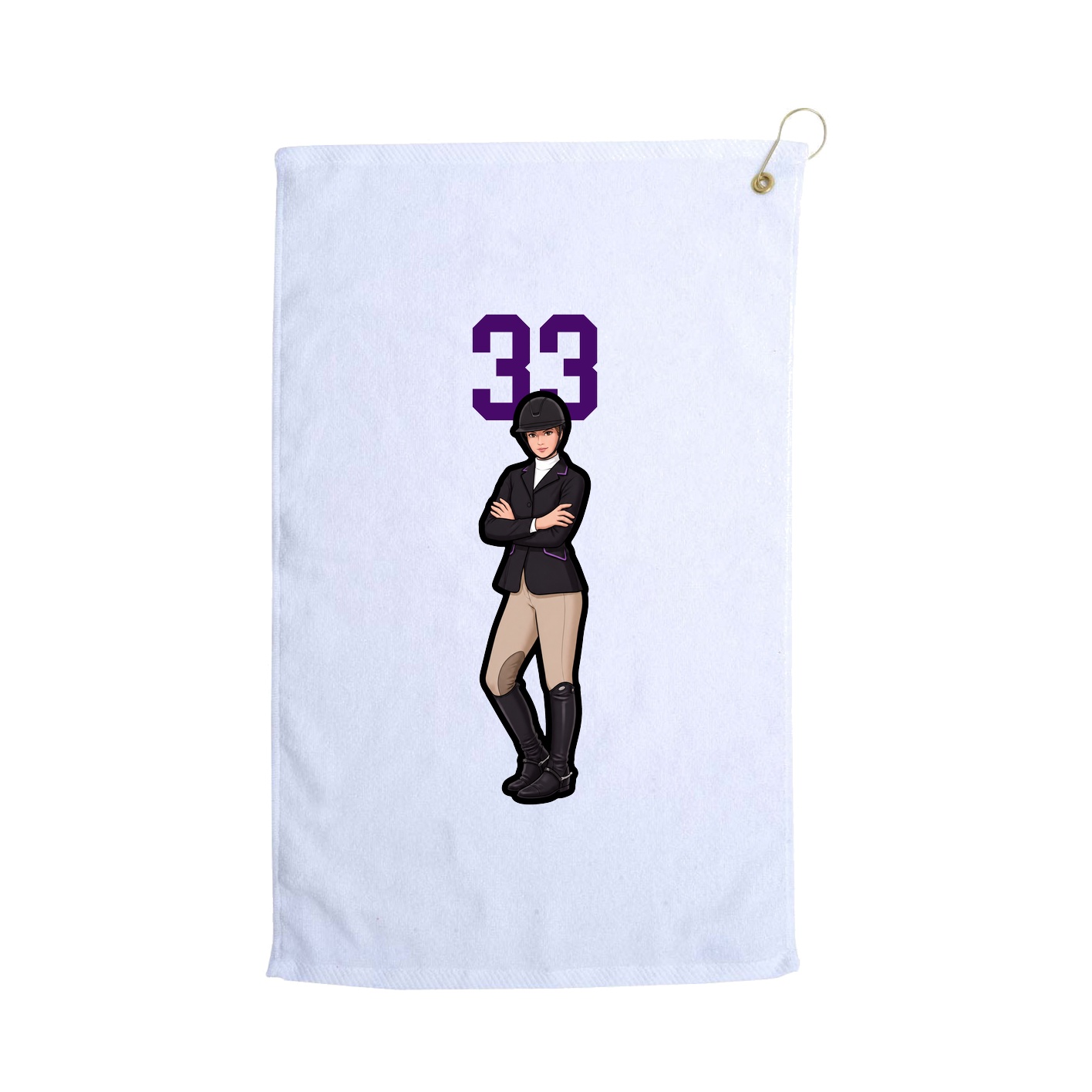 Golf Towel — Number Top in White