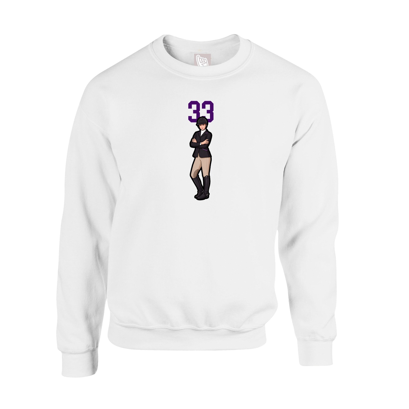 Fleece Crew — Number Top in White
