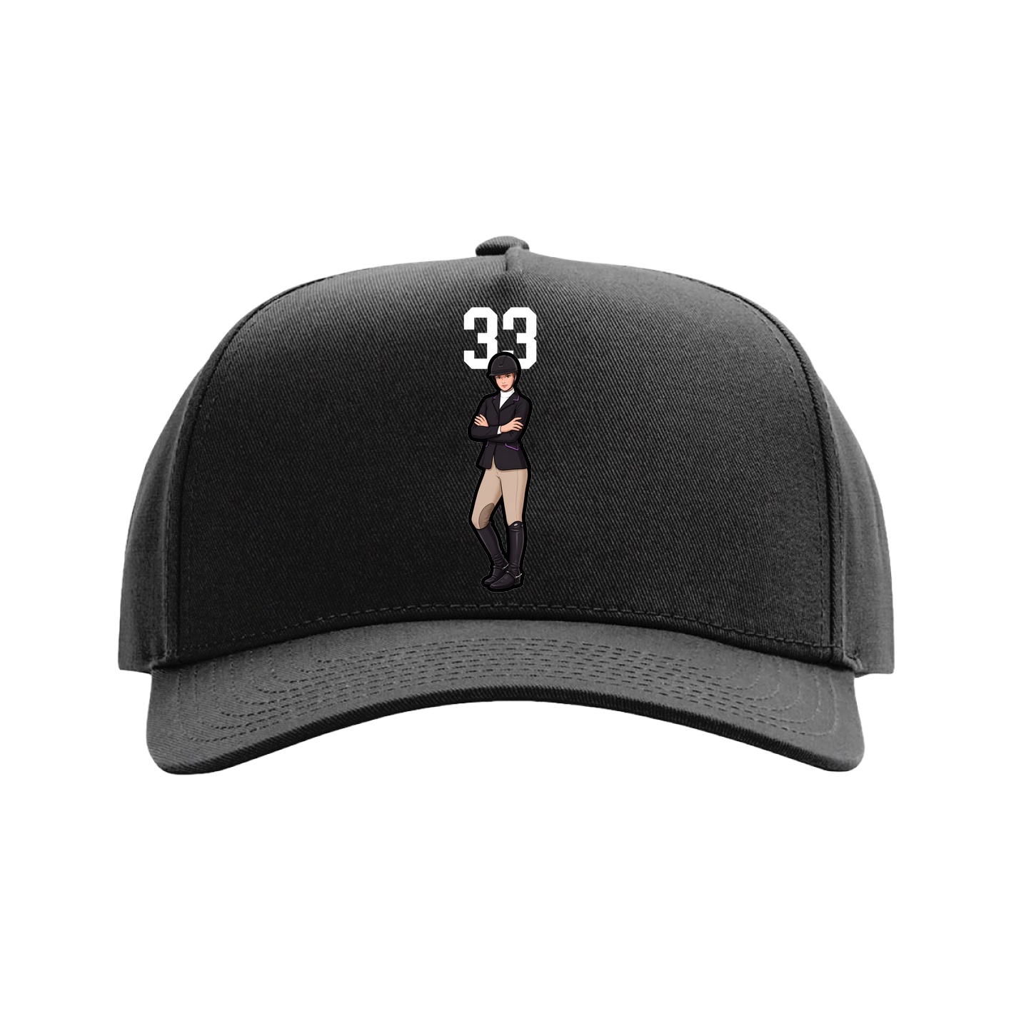 Full Fabric Five-Panel Champ Cap — Number Top in Black