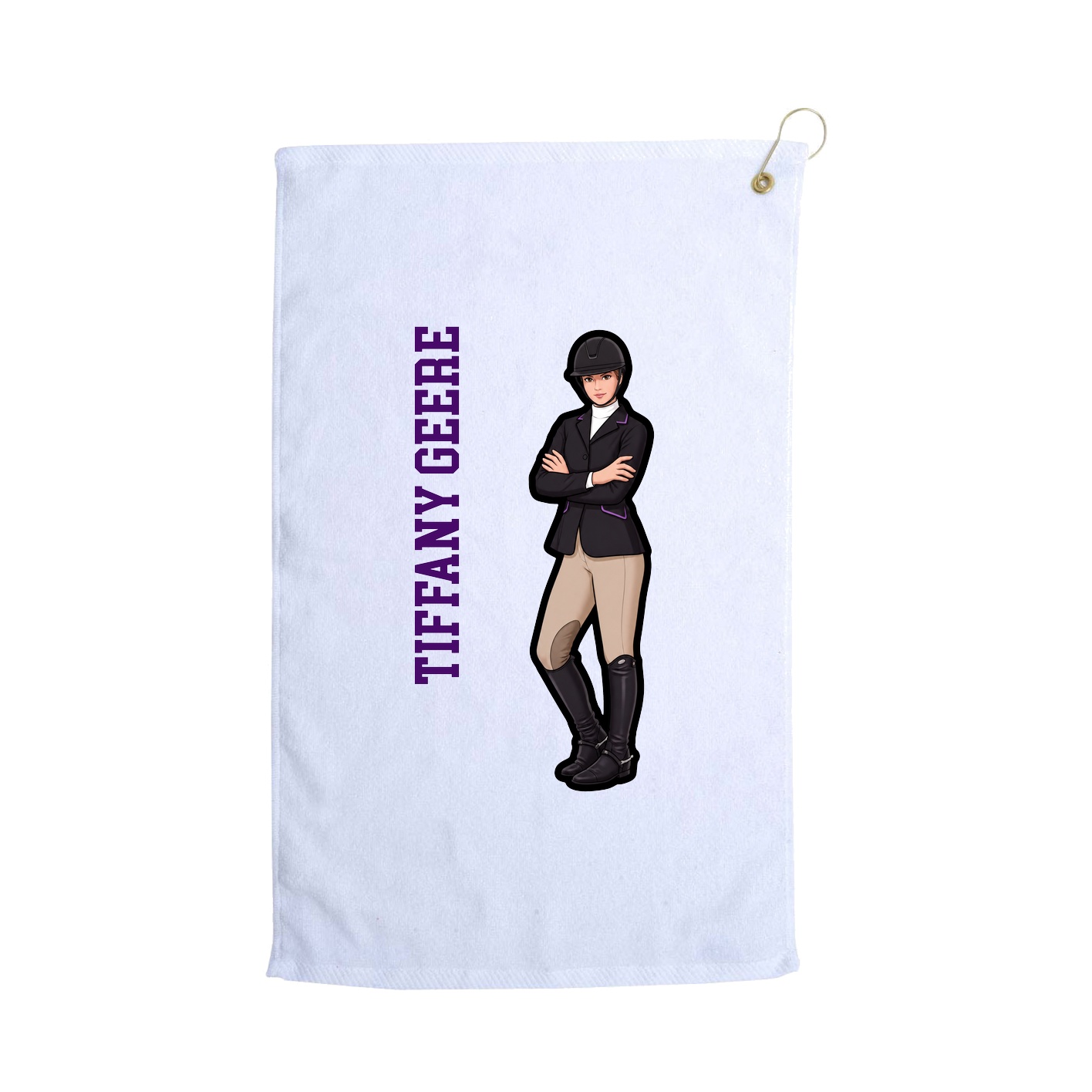 Golf Towel — Name Vertical in White