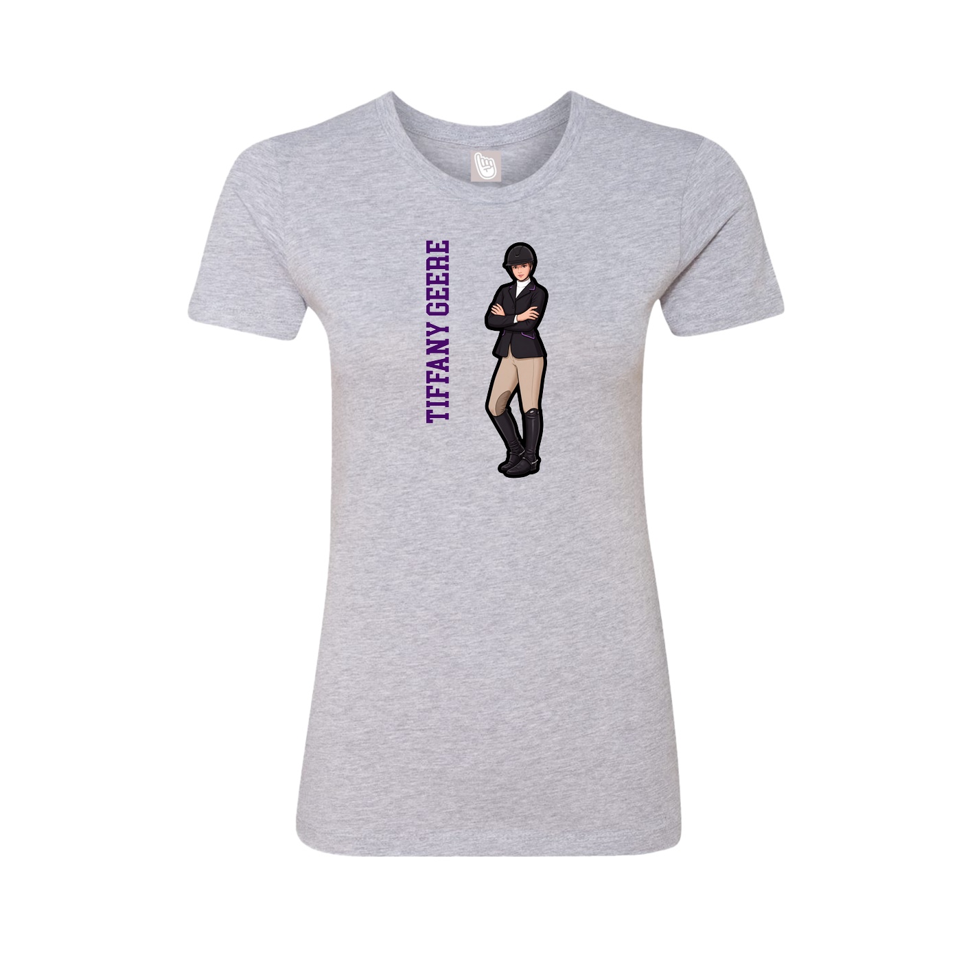 Fitted Women's Tee — Name Vertical in Grey