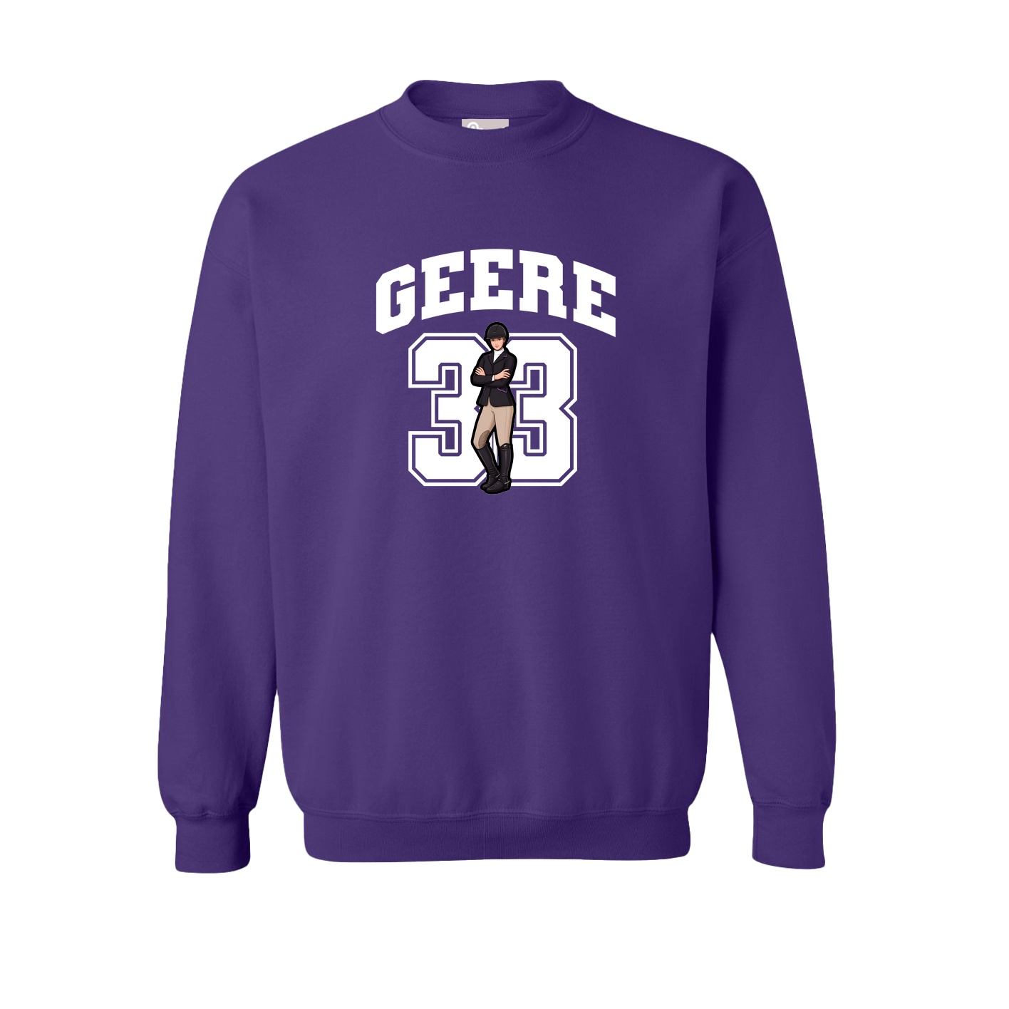 Fleece Crew — Number in Purple