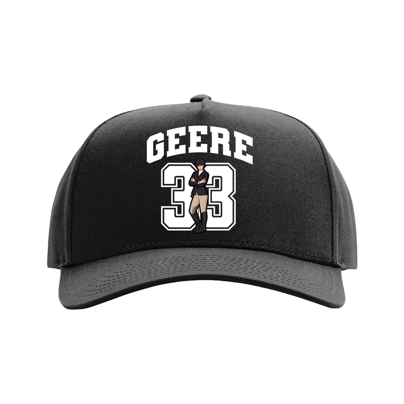 Full Fabric Five-Panel Champ Cap — Number in Black