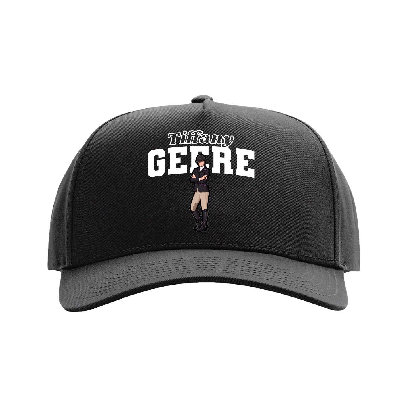 Full Fabric Five-Panel Champ Cap — Name Arch in Black