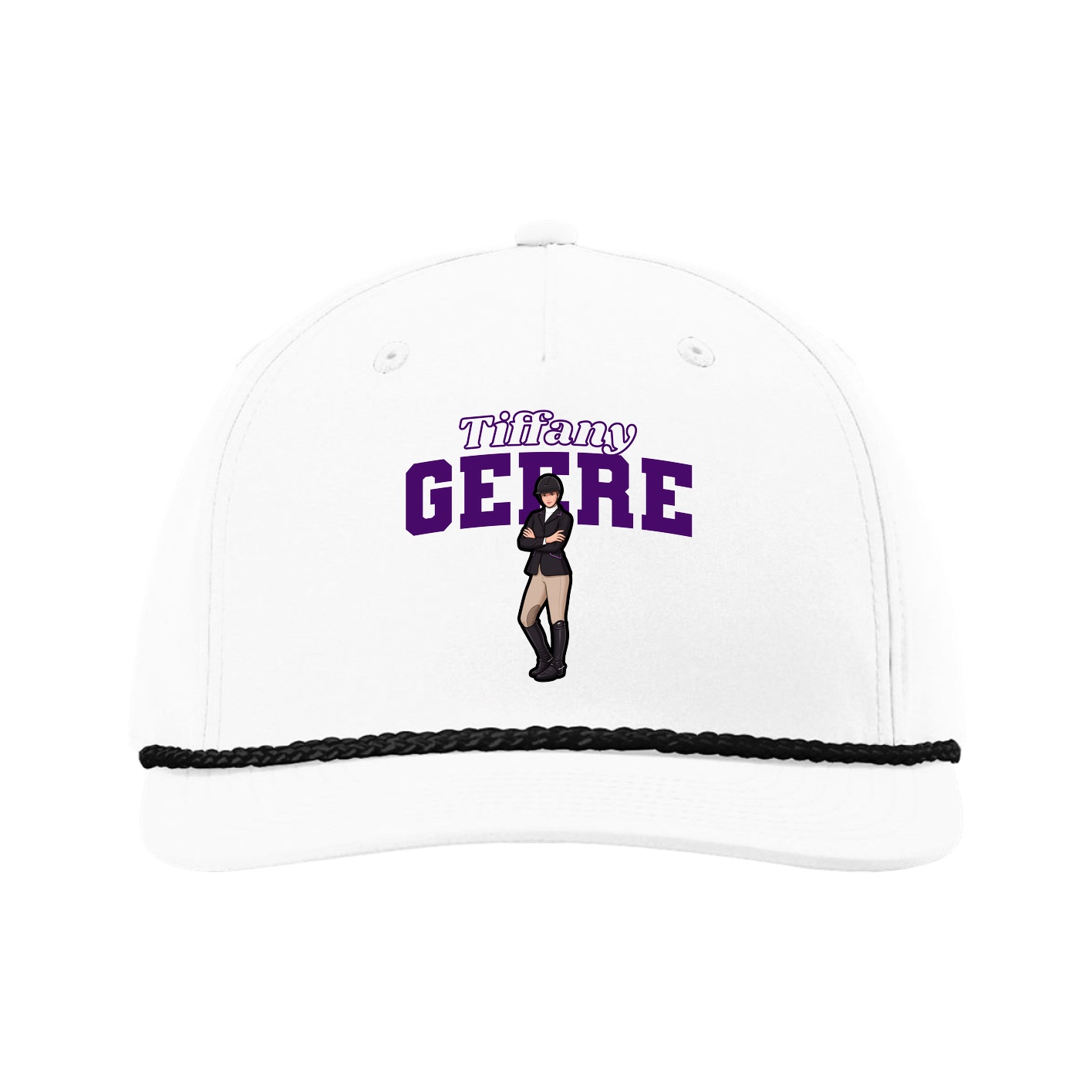 Five-Panel Classic Rope Cap — Name Arch in White