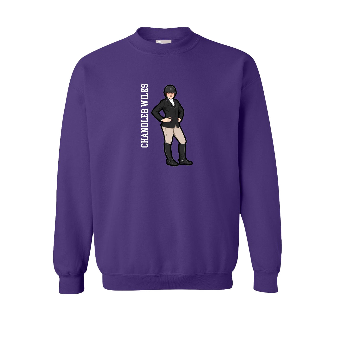 Fleece Crew — Name Vertical in Purple