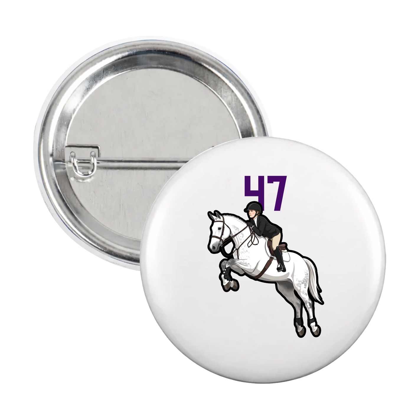 Game Day Button — Number Top in White