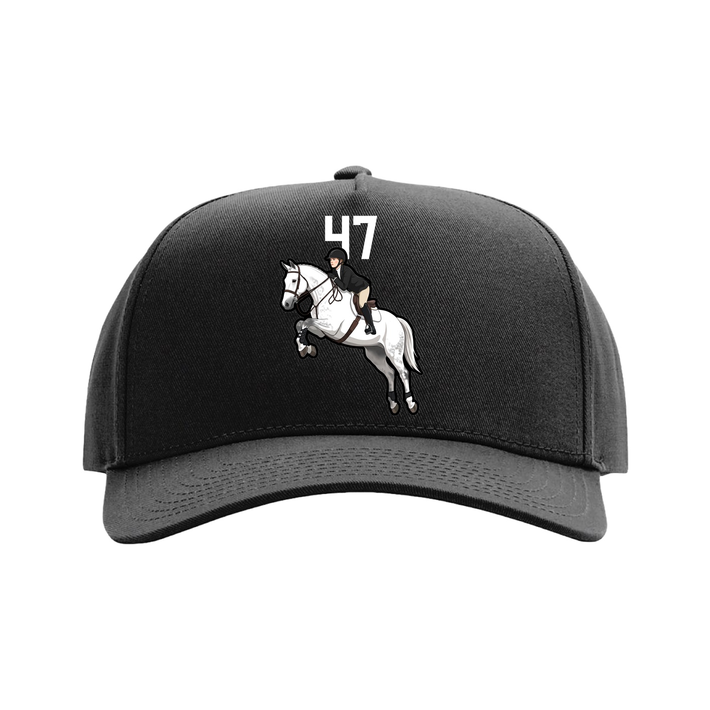 Full Fabric Five-Panel Champ Cap — Number Top in Black