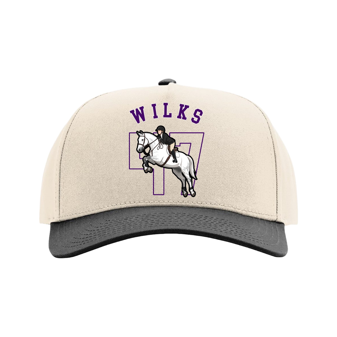 Full Fabric Five-Panel Champ Cap — Shirsey Arch in Cream/Black