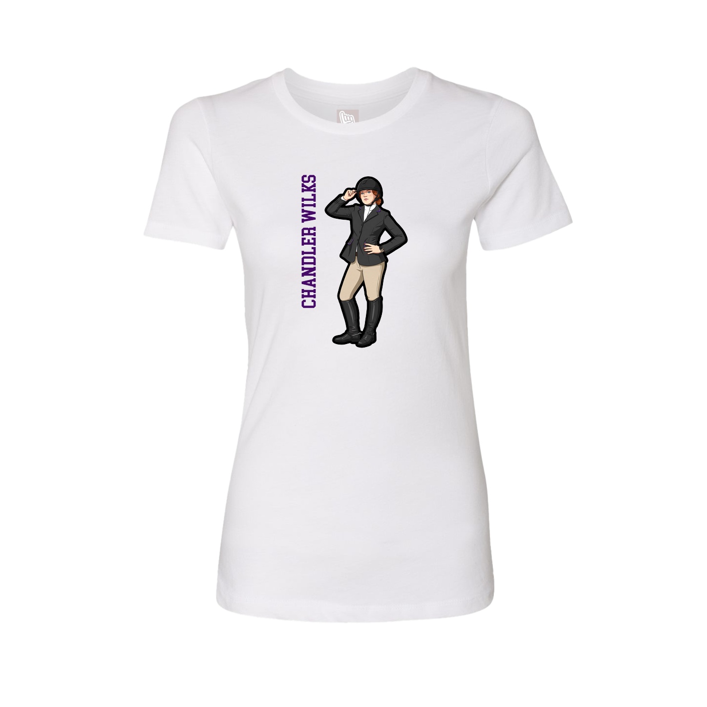 Fitted Women's Tee — Name Vertical in White