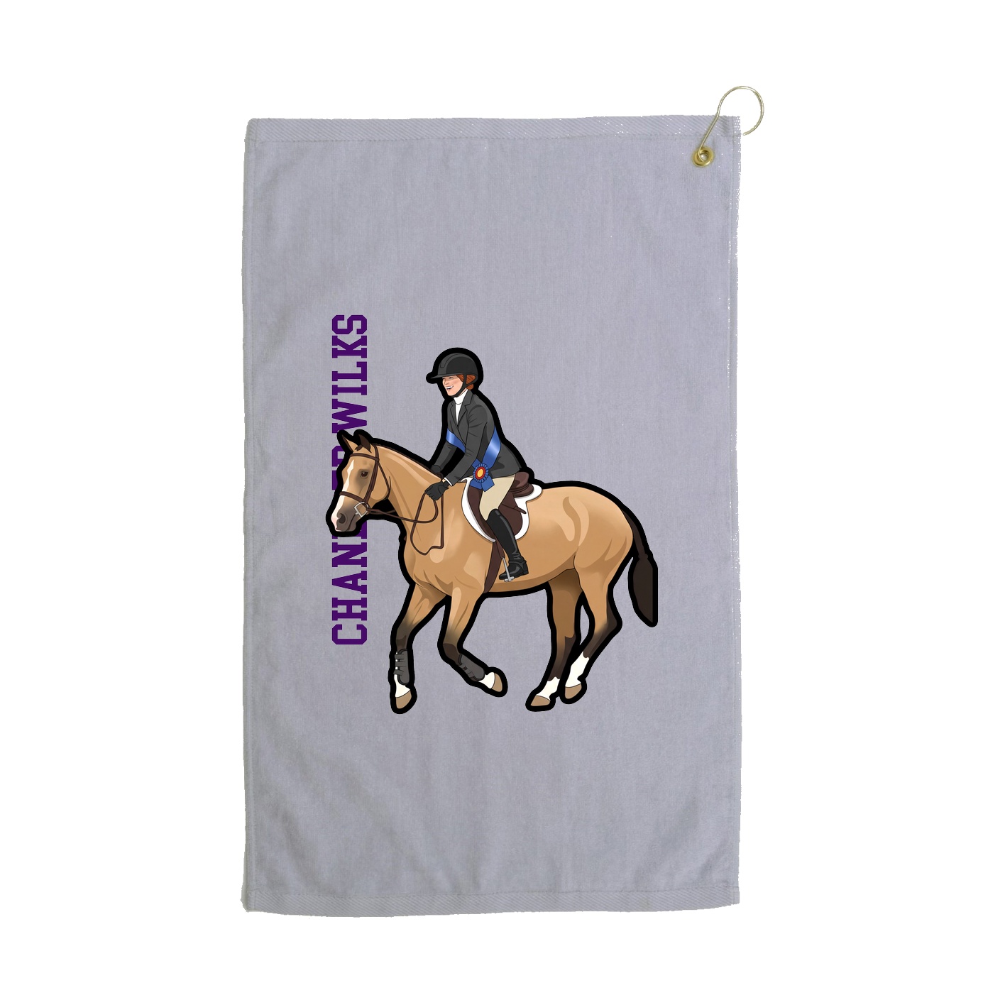 Golf Towel — Name Vertical in Grey