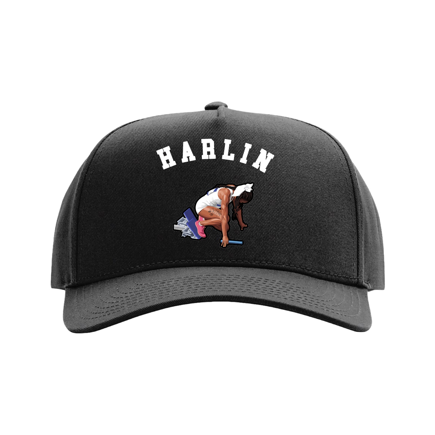 Full Fabric Five-Panel Champ Cap — Shirsey Arch in Black