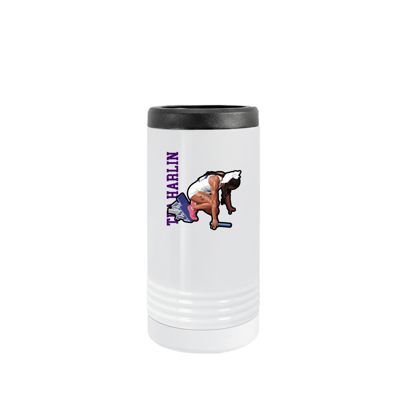 Slim Beverage Holder — Name Vertical in White