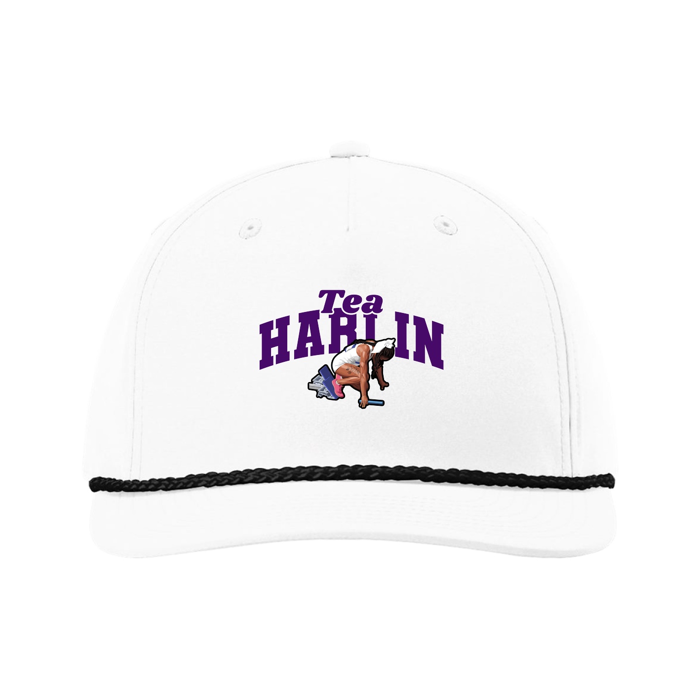 Five-Panel Classic Rope Cap — Signature Arch in White
