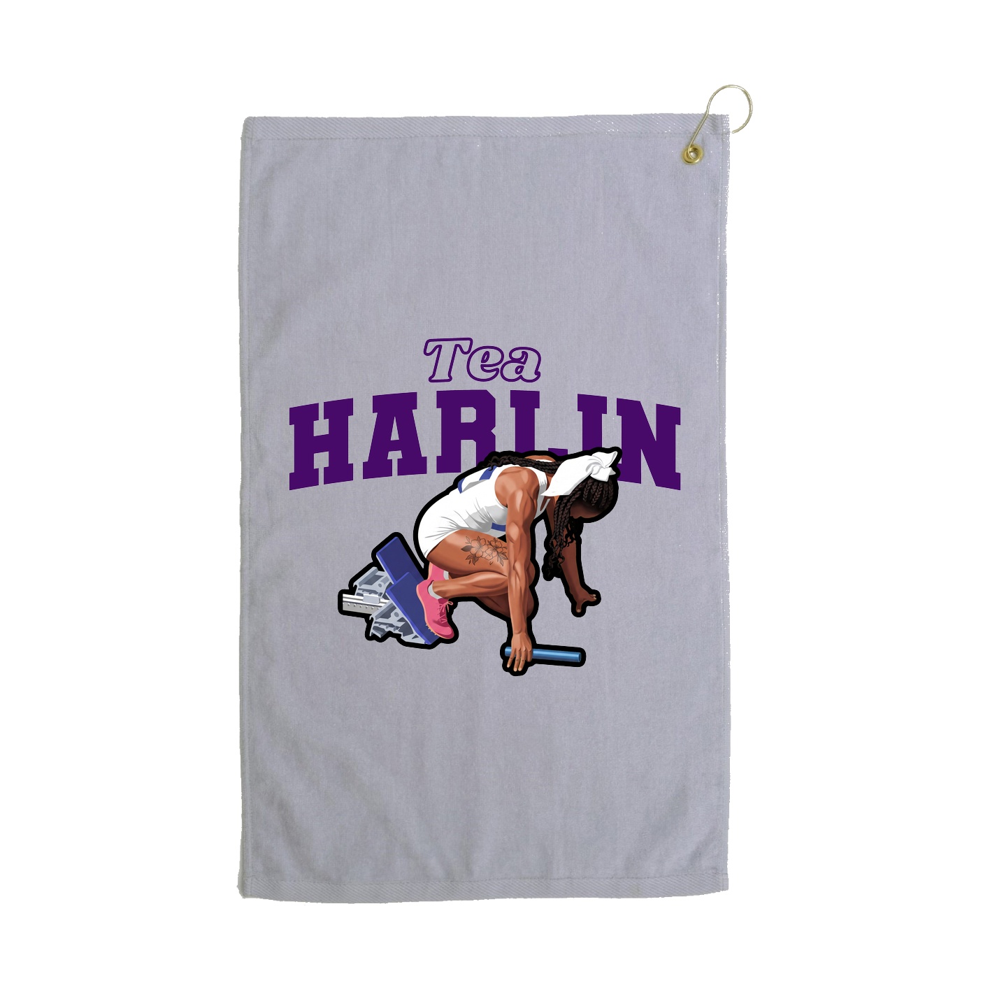 Golf Towel — Name Arch in Grey