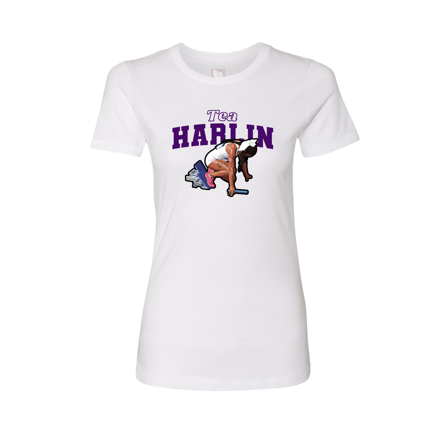 Fitted Women's Tee — Name Arch in White