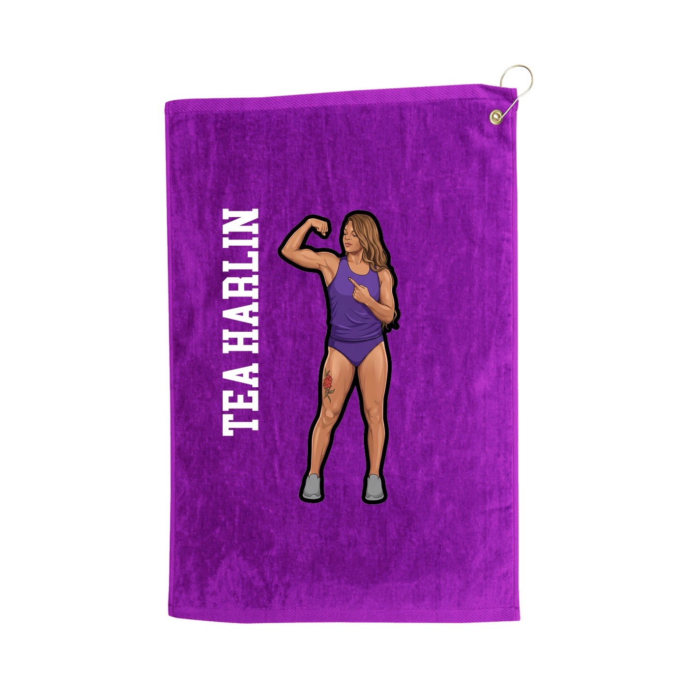 Golf Towel — Name Vertical in Purple