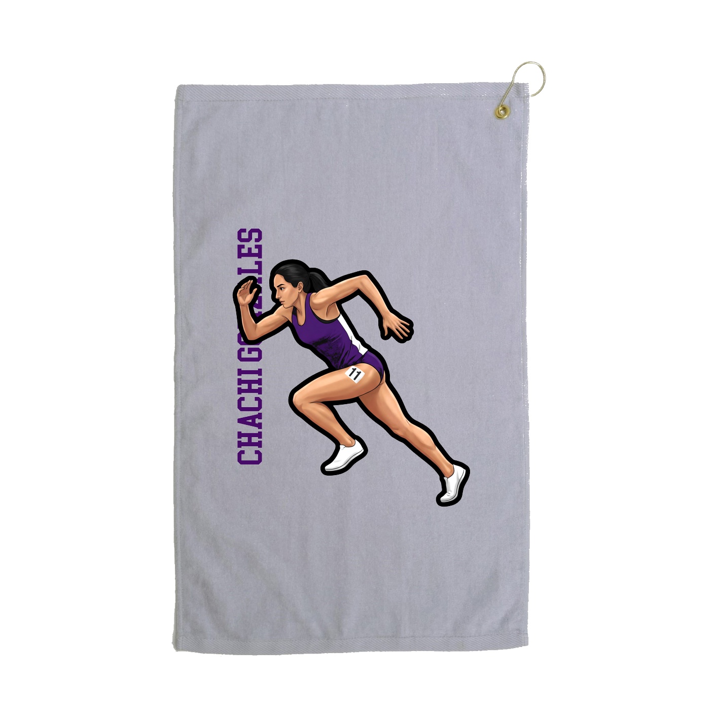 Golf Towel — Name Vertical in Grey