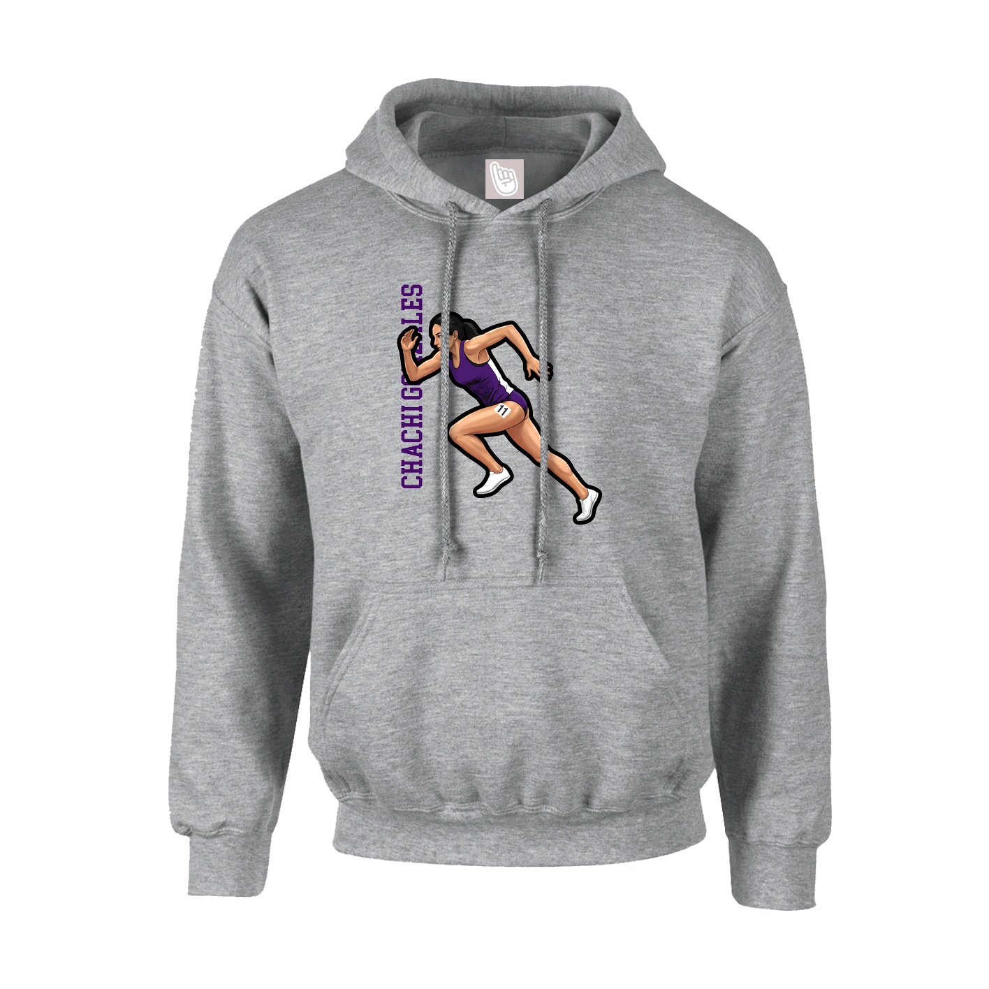 Hoodie — Name Vertical in Grey